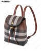 check-pattern leather backpack