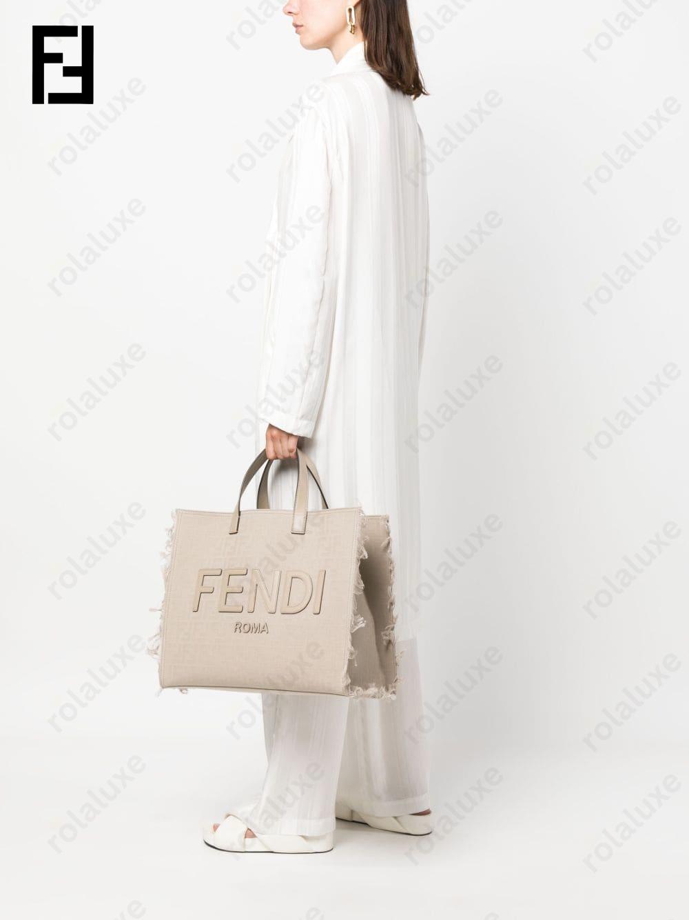 large FF jacquard fringed tote bag