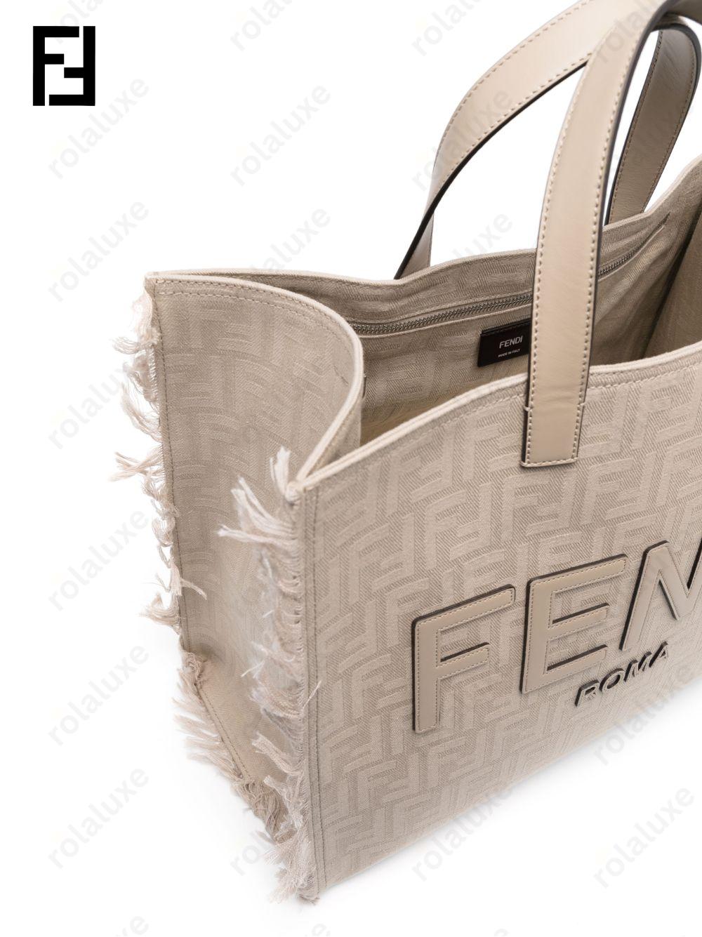 large FF jacquard fringed tote bag