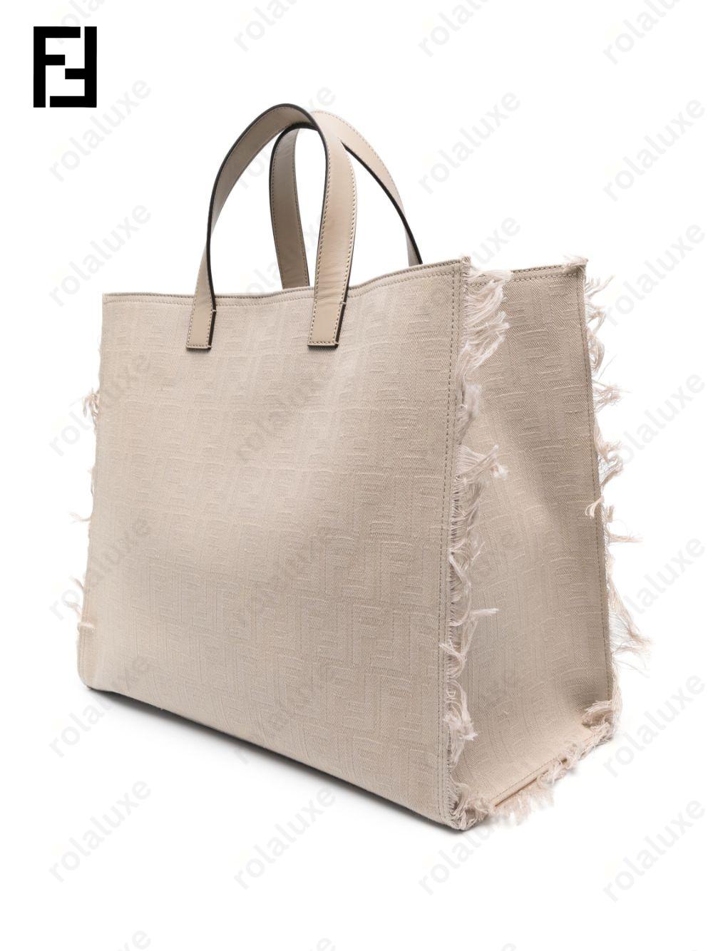 large FF jacquard fringed tote bag