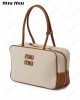 leather-trim canvas tote bag