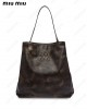 embossed-logo leather tote bag