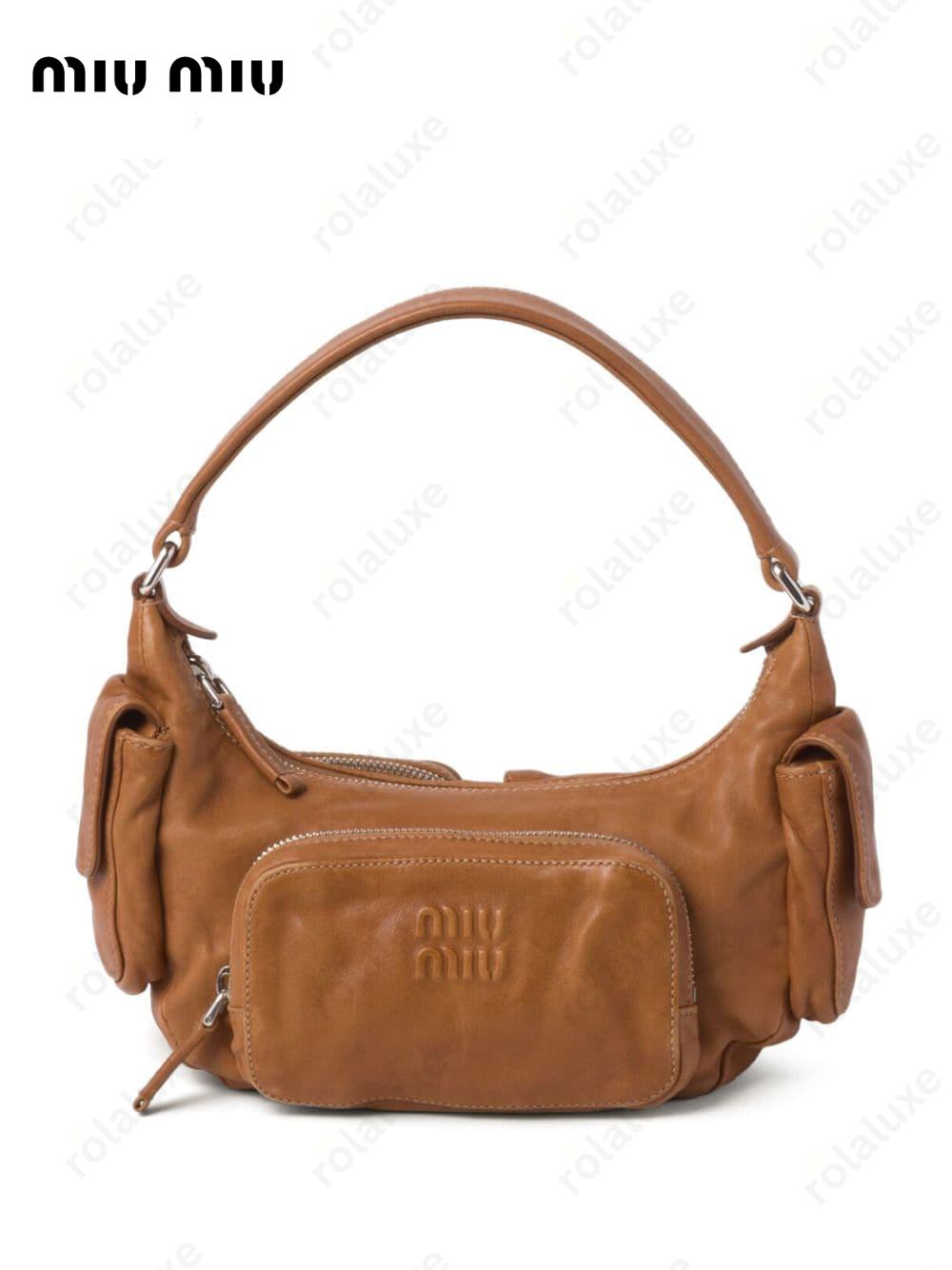 Pocket leather shoulder bag