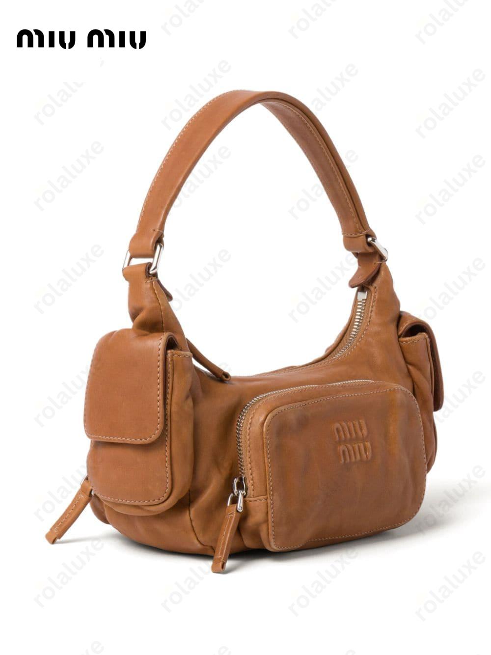 Pocket leather shoulder bag