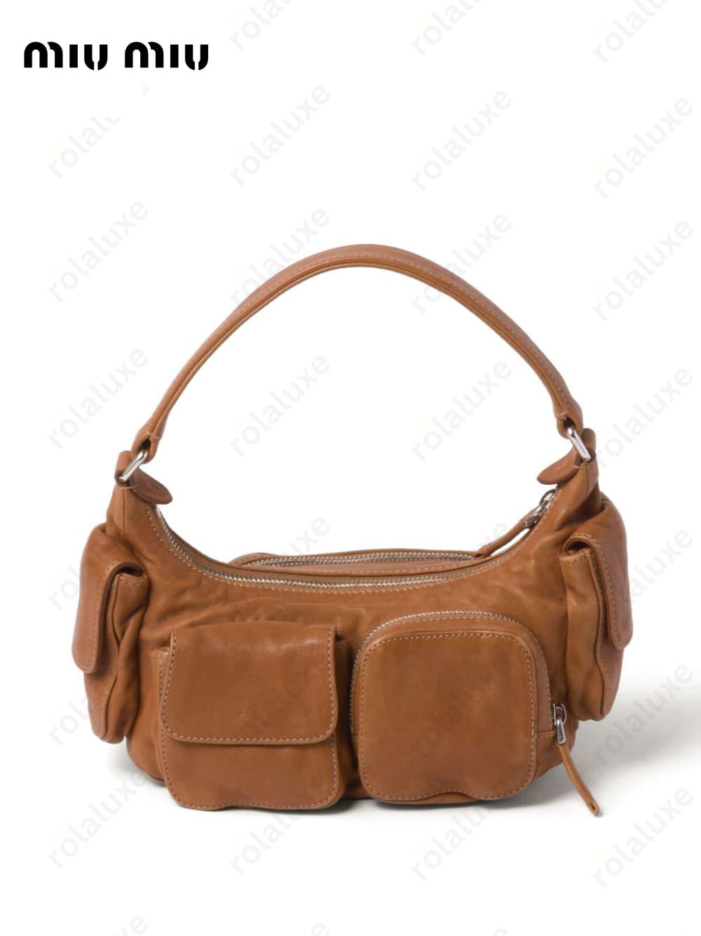 Pocket leather shoulder bag