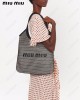 logo-print raffia tote bag