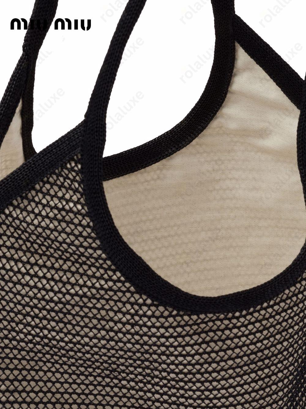 logo-print raffia tote bag