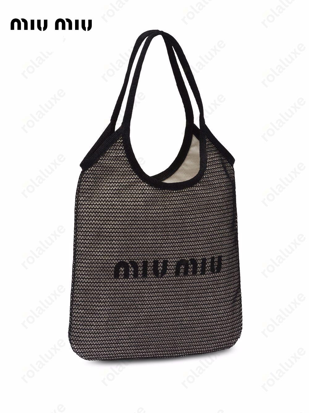 logo-print raffia tote bag