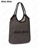 logo-print raffia tote bag