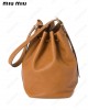 logo-embossed leather bucket bag