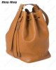 logo-embossed leather bucket bag