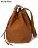 logo-embossed leather bucket bag