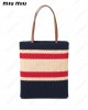 striped crochet tote bag