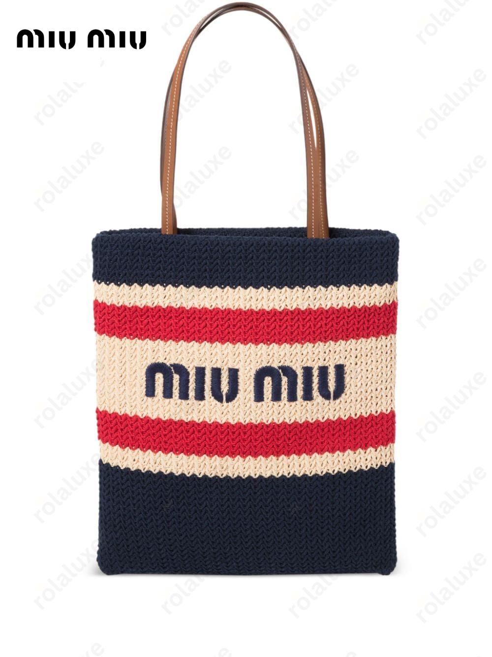 striped crochet tote bag