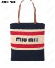 striped crochet tote bag