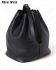 logo-embossed leather bucket bag