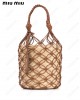 netted straw bucket bag