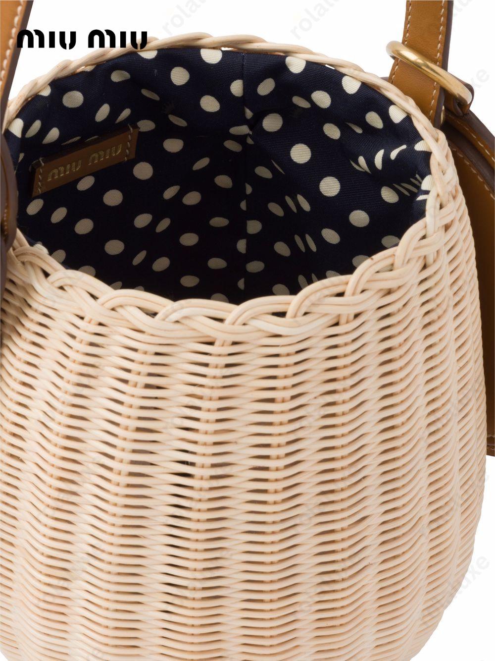 wicker leather shoulder bag