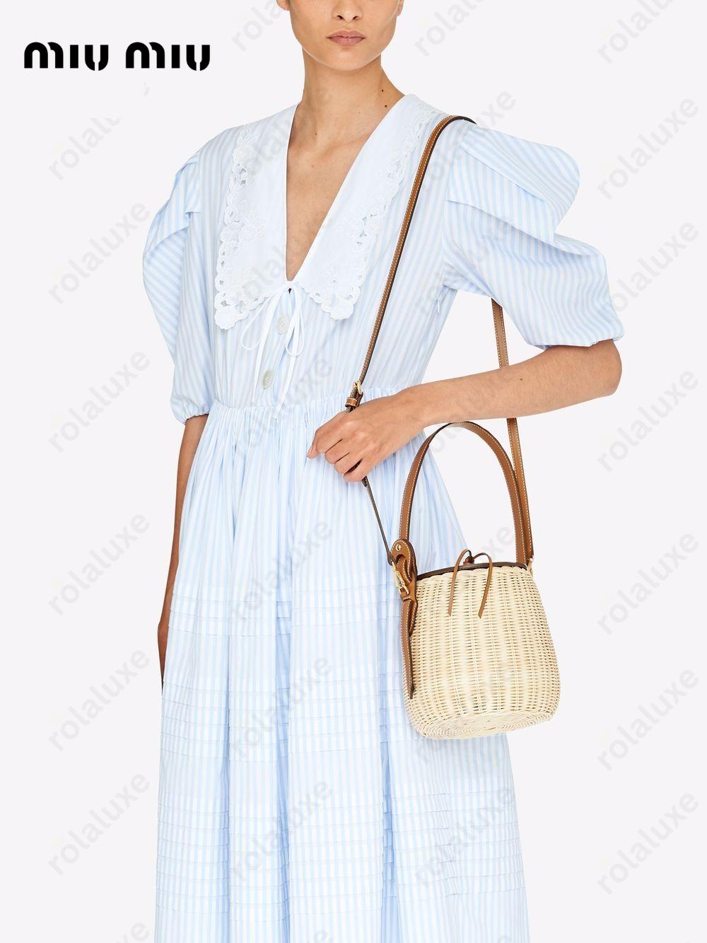 wicker leather shoulder bag