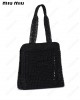 logo-embroidered interwoven tote bag