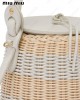 striped woven-wicker bucket bag