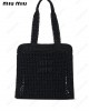 logo-embroidered interwoven tote bag