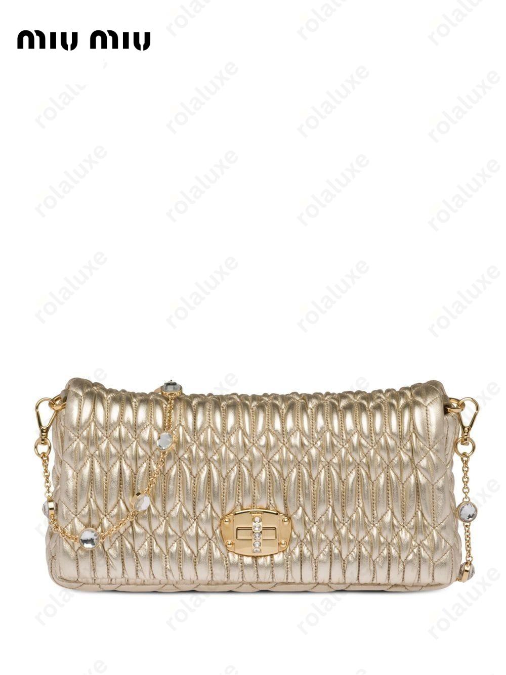 Miu Crystal Cloqué nappa leather bag