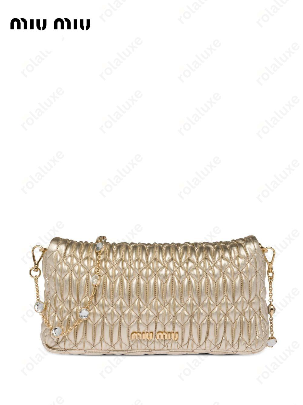 Miu Crystal Cloqué nappa leather bag