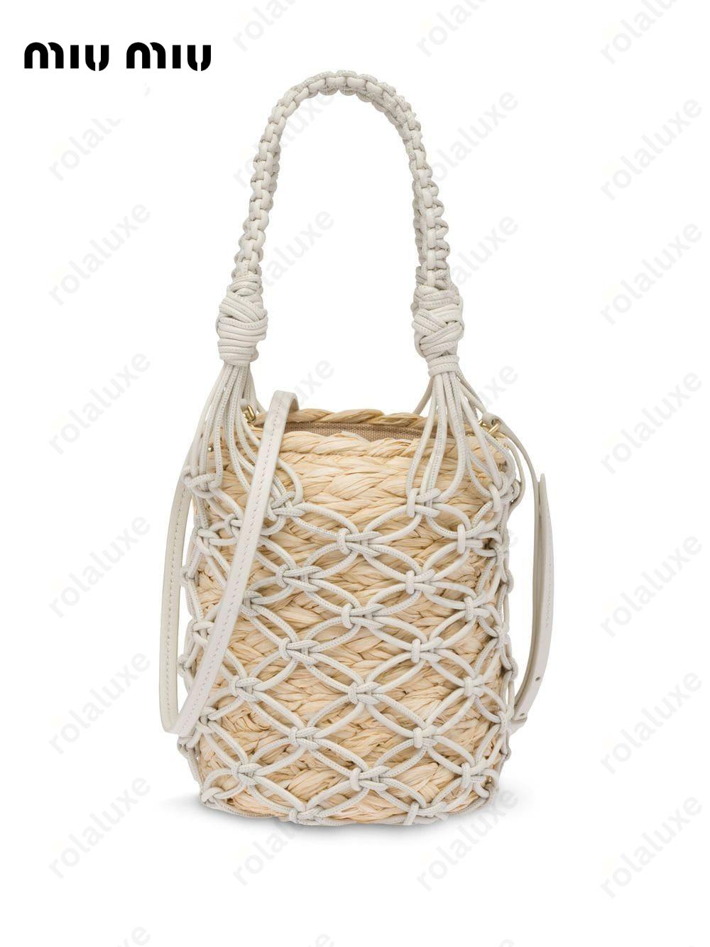 braided-handle bucket bag