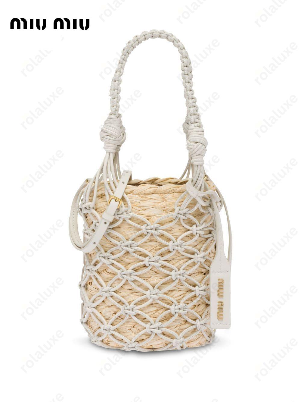 braided-handle bucket bag