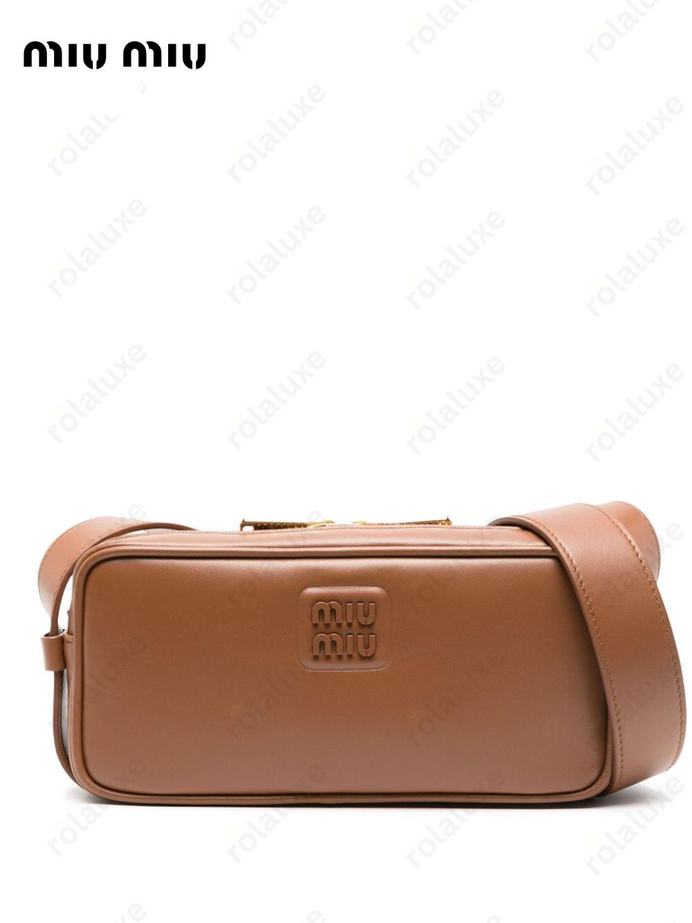 logo-plaque leather shoulder bag