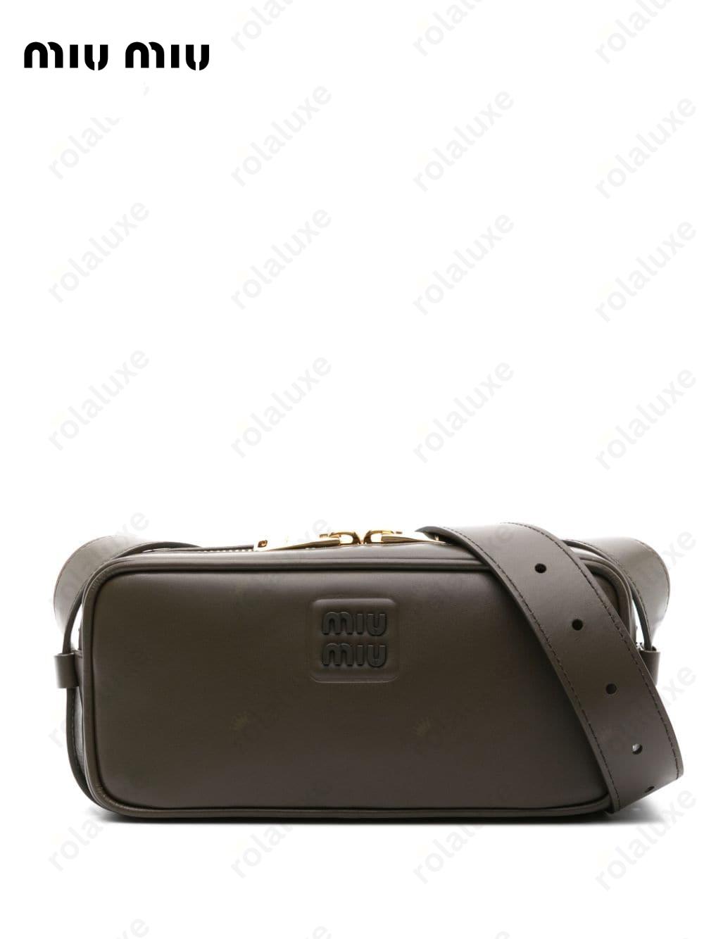 logo-plaque leather crossbody bag