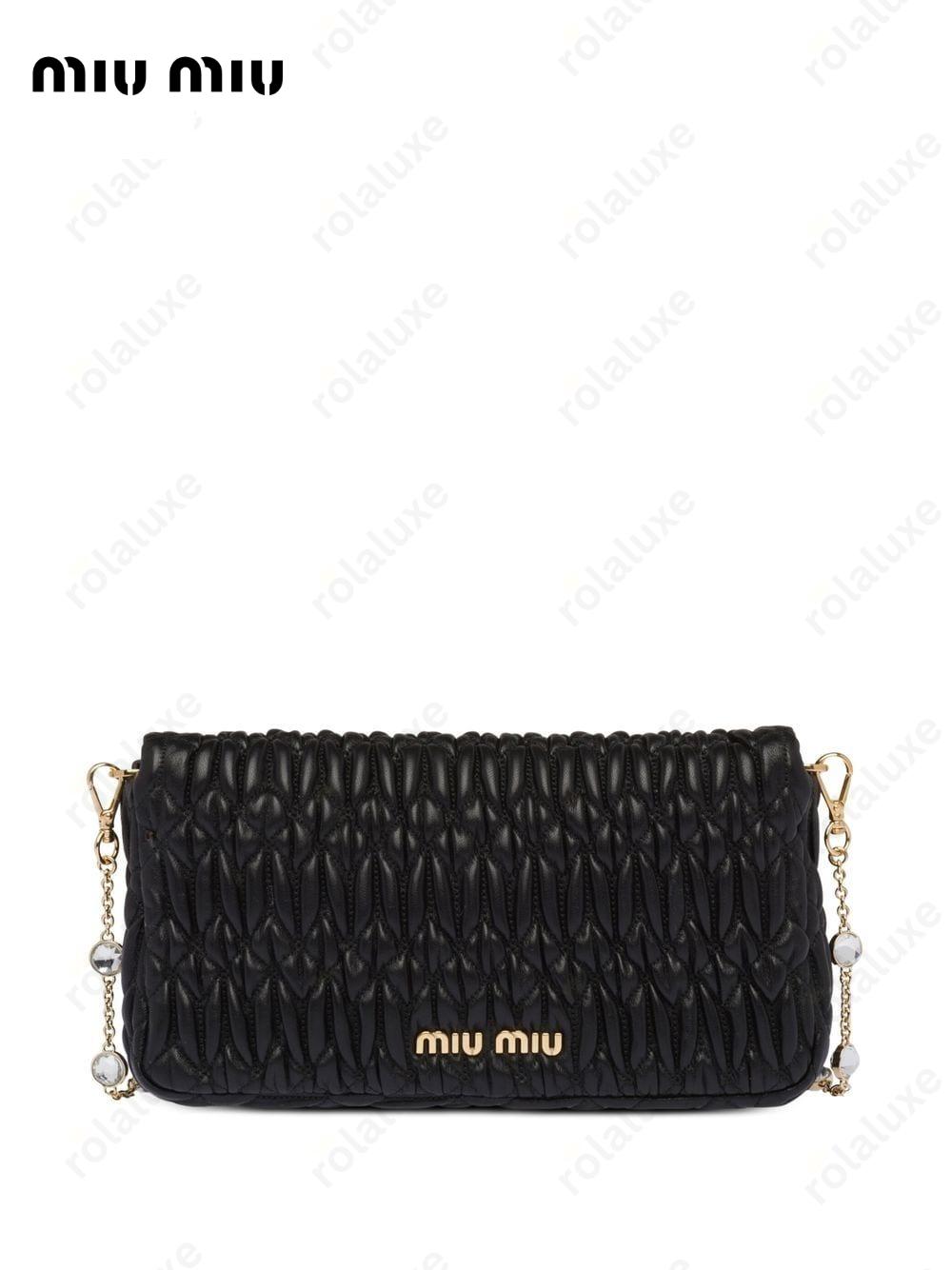 Miu Crystal Cloqué nappa leather bag