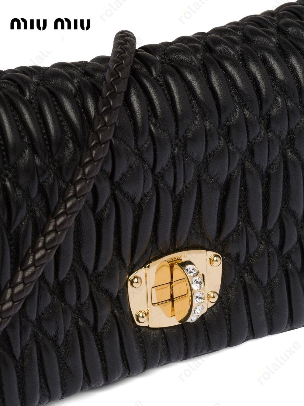 Miu Crystal Cloqué nappa leather bag