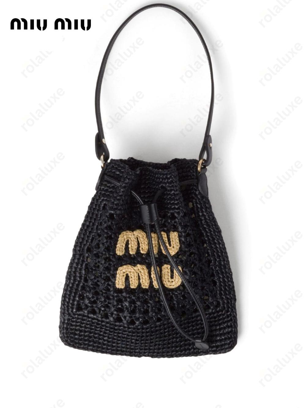 logo-appliqué interwoven shoulder bag