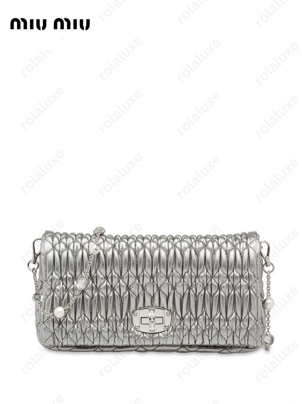 Miu crystal matelassé shoulder bag