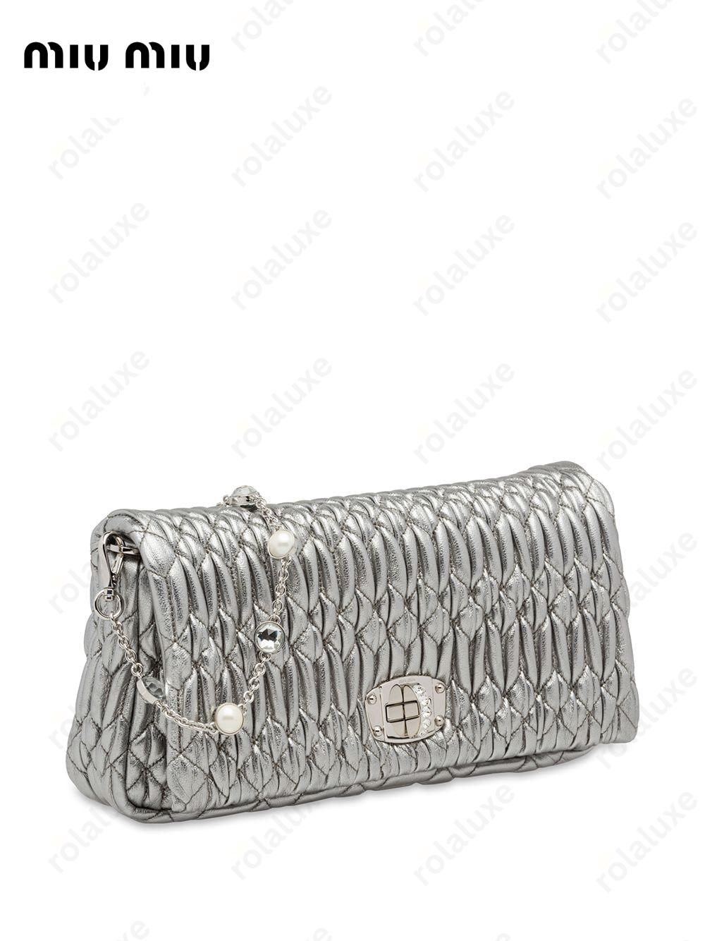 Miu crystal matelassé shoulder bag