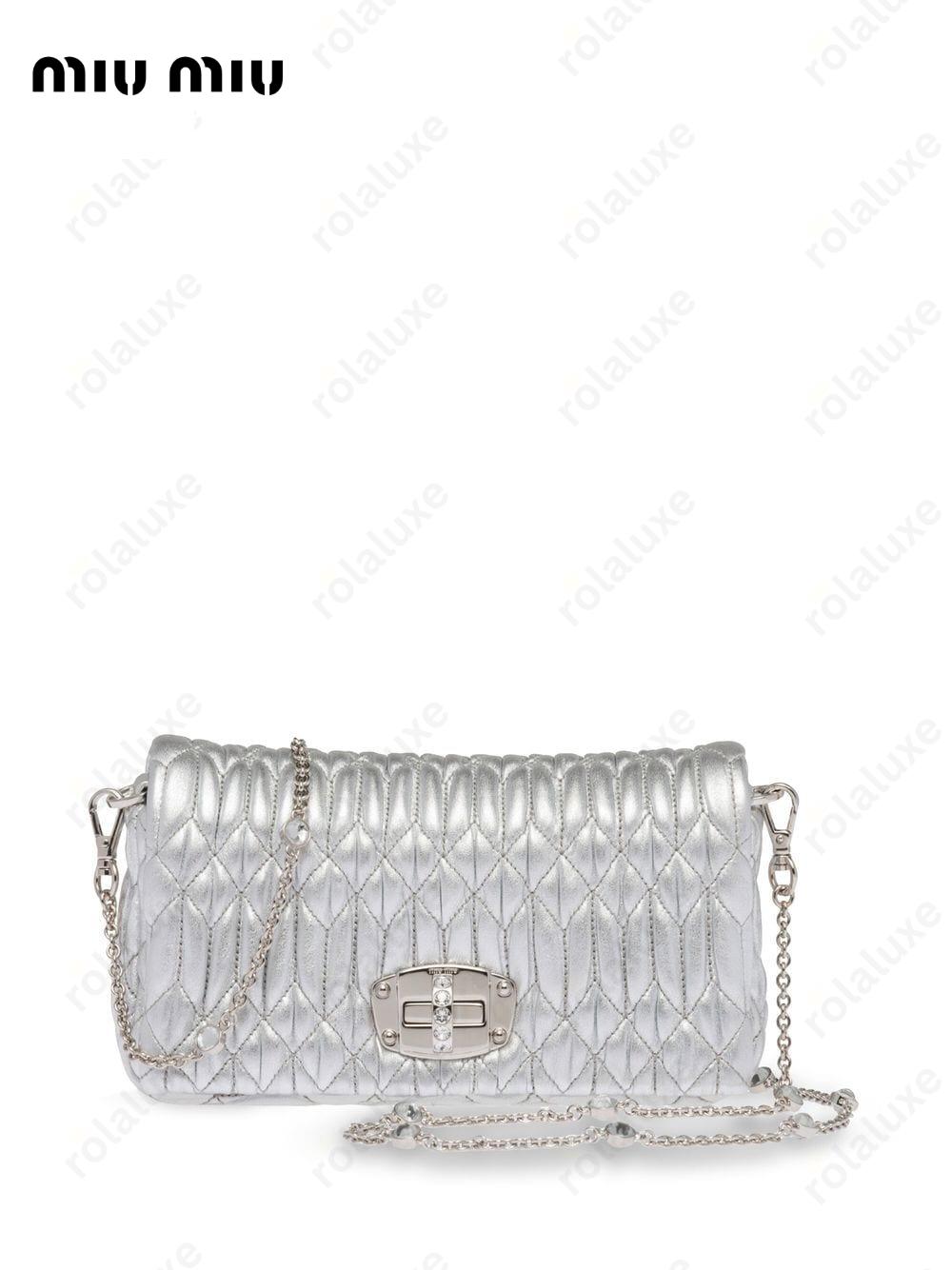 matelassé embellished shoulder bag