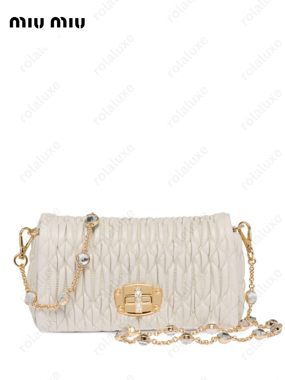 matelassé embellished shoulder bag