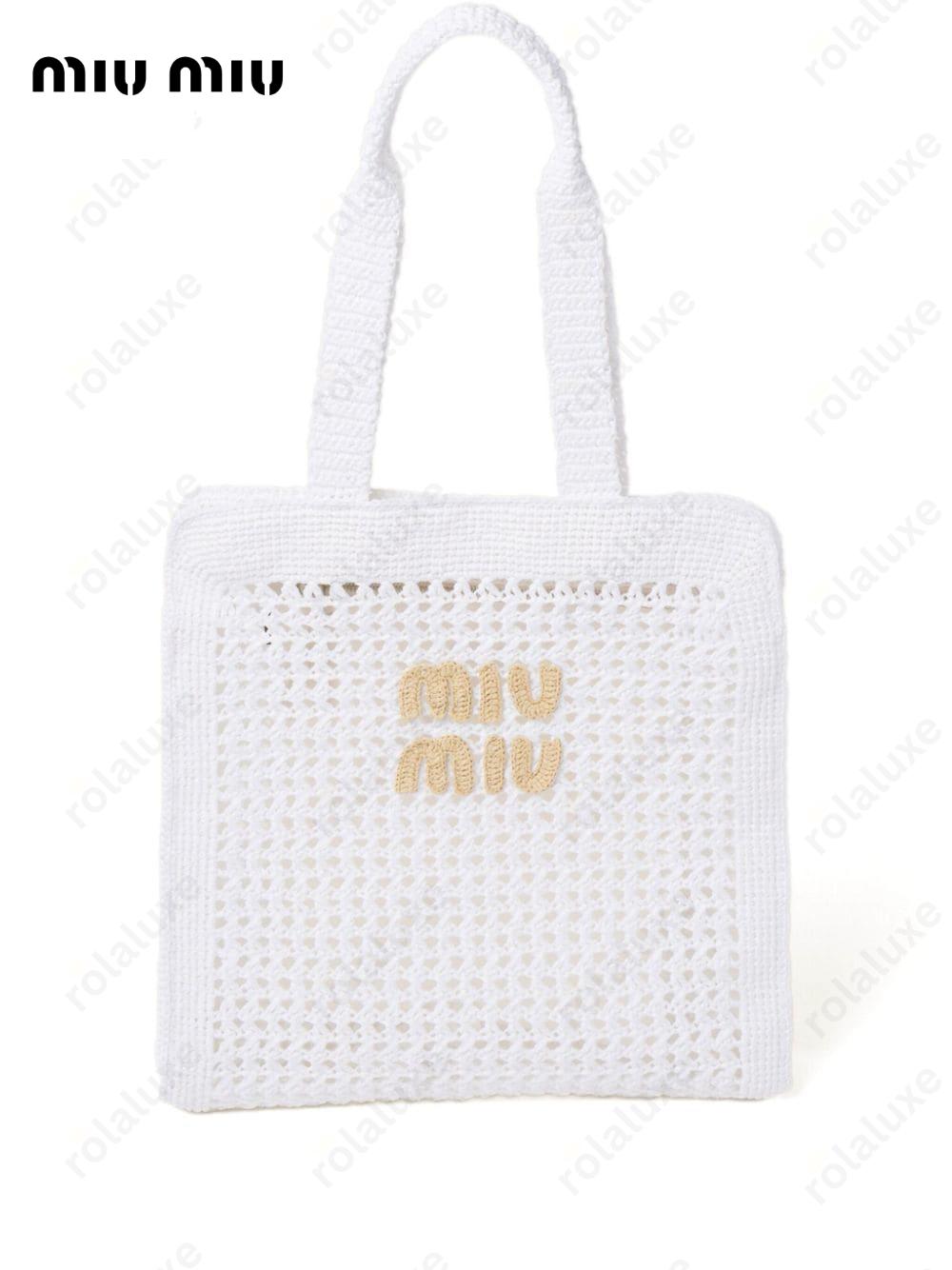 logo-appliqué crochet bag