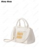 logo-lettering raffia tote bag