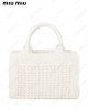 logo-lettering raffia tote bag