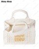 logo-lettering raffia tote bag