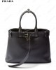 large belted leather handbag