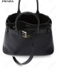 large belted leather handbag