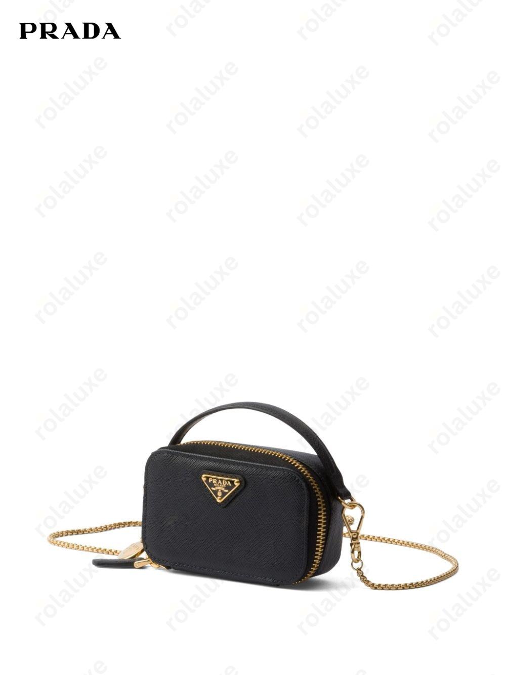 Saffiano-leather triangle-logo mini bag