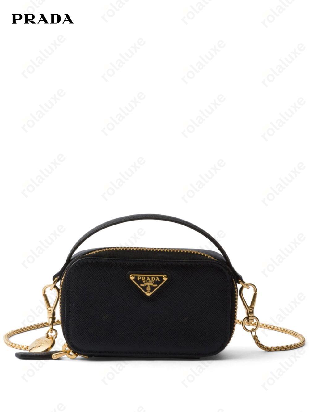 Saffiano-leather triangle-logo mini bag