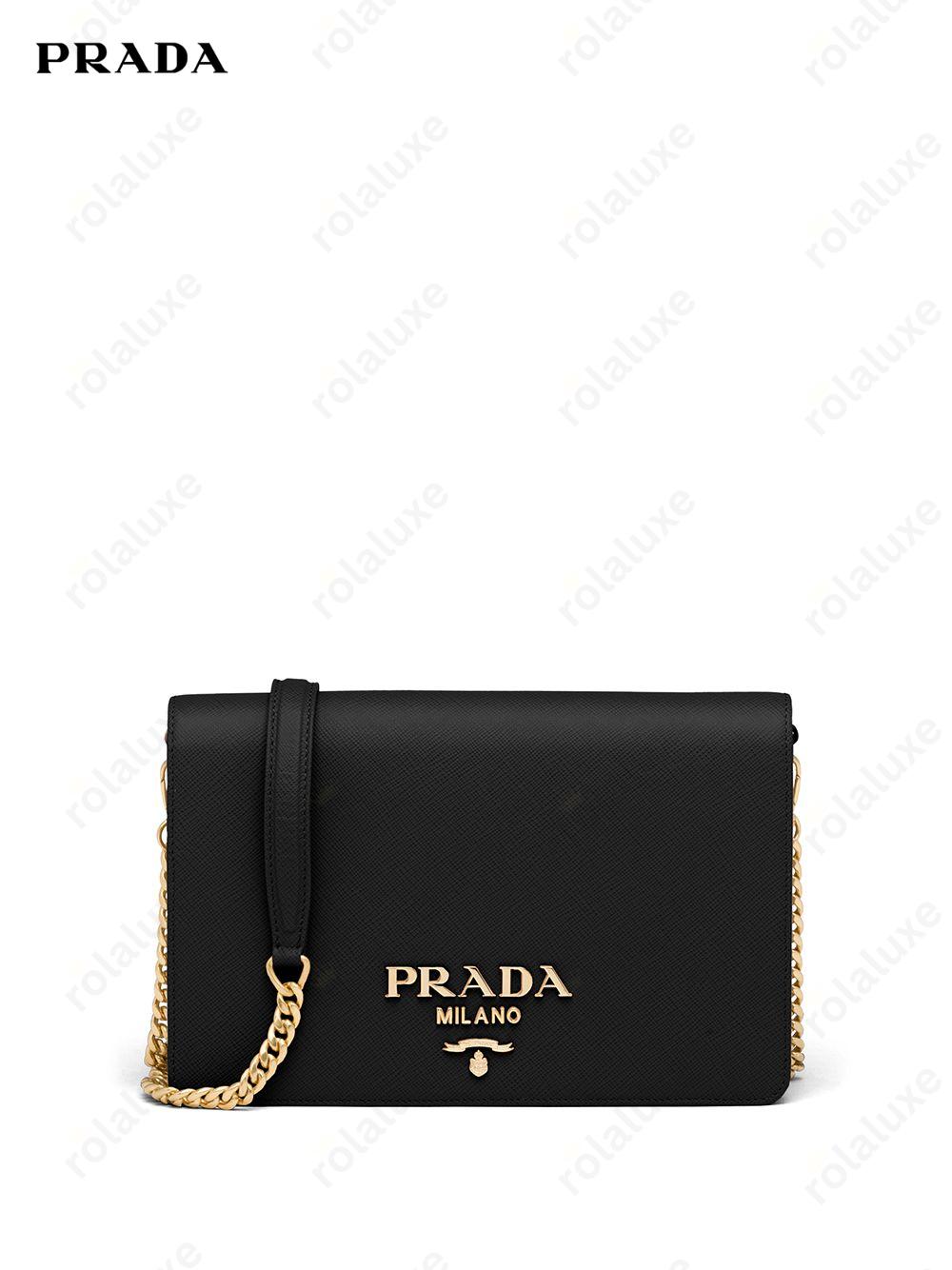 logo-lettering Saffiano leather shoulder bag