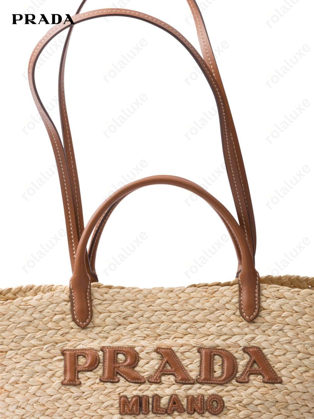 logo-appliqué woven tote bag