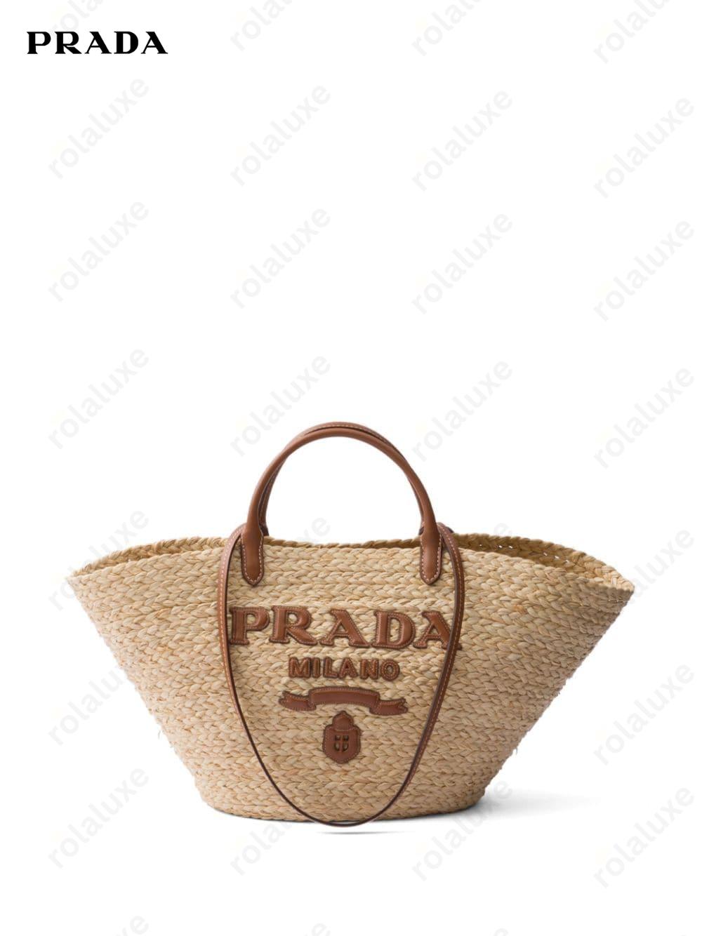 logo-appliqué woven tote bag